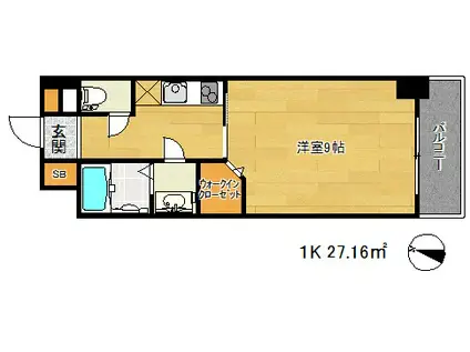 グレンパーク兵庫駅前(1K/9階)の間取り写真