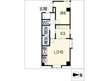 パークハイムフモト(1LDK/3階)の間取り写真
