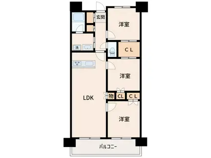 ライオンズ三国(3LDK/7階)の間取り写真