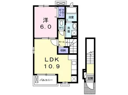 ブライトレジデンスII(1LDK/2階)の間取り写真