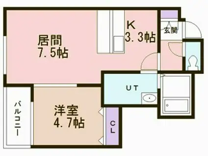 エクスセンス(1LDK/1階)の間取り写真