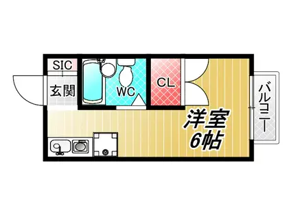 カトルセゾン(ワンルーム/2階)の間取り写真