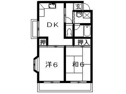 ハイツ生藤(2DK/4階)の間取り写真