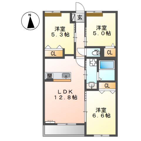 アデランテみくまり(3LDK/3階)の間取り写真