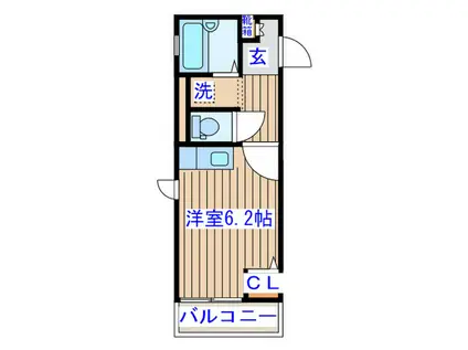 ソレイユE・II(ワンルーム/2階)の間取り写真