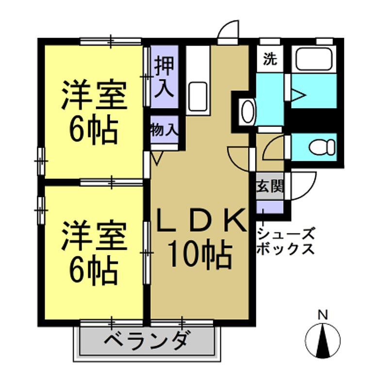 エスペランサI(2LDK/1階)の間取り写真