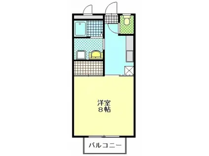 イーストリバー268 A(1K/1階)の間取り写真