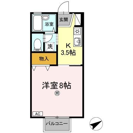 エクセルヤマ(1K/2階)の間取り写真