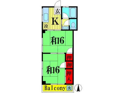 コーポ江森(2K/3階)の間取り写真