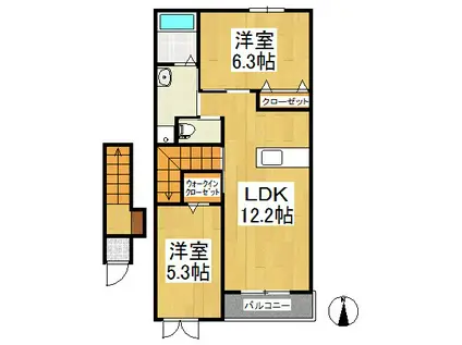 LIAXIS I(2LDK/2階)の間取り写真