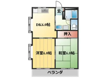 CHハイツ(2DK/3階)の間取り写真