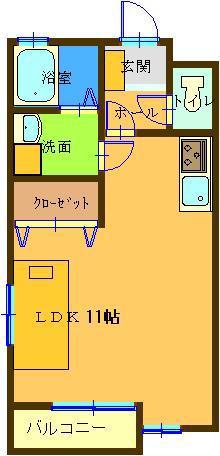 コンチェルト(ワンルーム/2階)の間取り写真