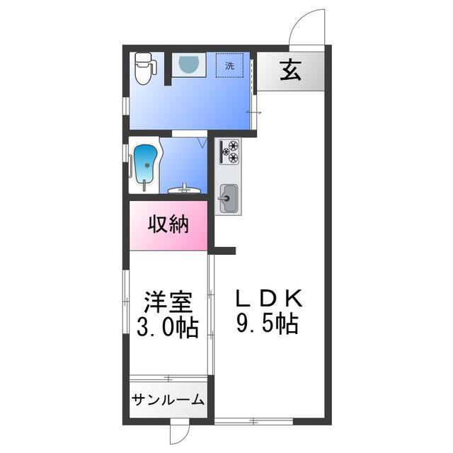 KOYA 430(1LDK/2階)の間取り写真