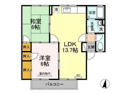 セジュール茅原(2LDK/2階)の間取り写真