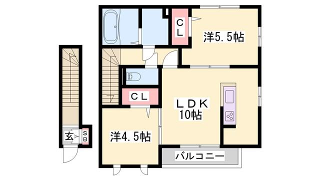 SUMIKA A(2LDK/2階)の間取り写真