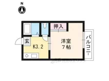 ビラージュ満月(1DK/1階)の間取り写真