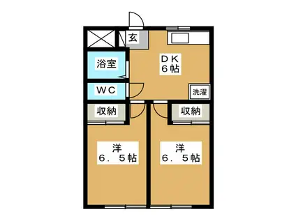 スカイハイツ D(2DK/1階)の間取り写真