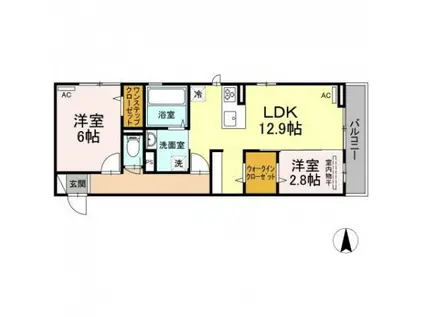 プレジデント持田 A棟(2LDK/2階)の間取り写真