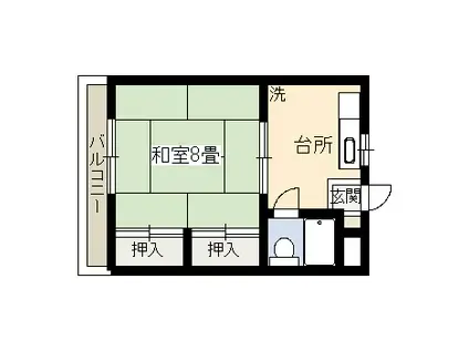 シャルム城西(1K/3階)の間取り写真