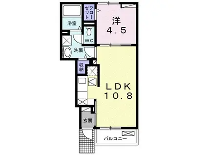 プレイン ハルカ(1LDK/1階)の間取り写真