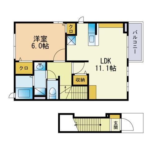 サンヴィオラ白水(1LDK/2階)の間取り写真