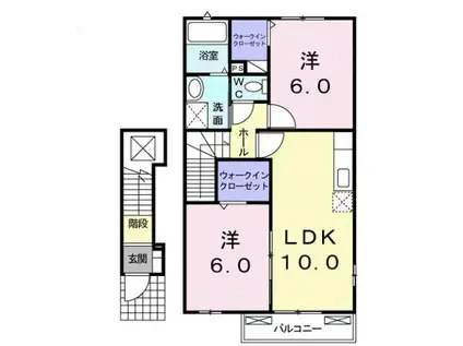 カーサ・カルム B(2LDK/2階)の間取り写真