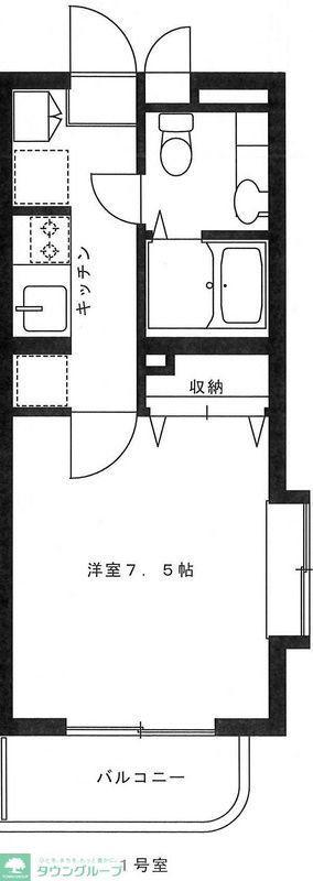 ガレットVI(1K/4階)の間取り写真