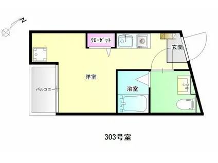 リヴェール弐番館(ワンルーム/3階)の間取り写真