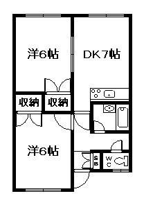 大雪スカイコーポ(2DK/2階)の間取り写真