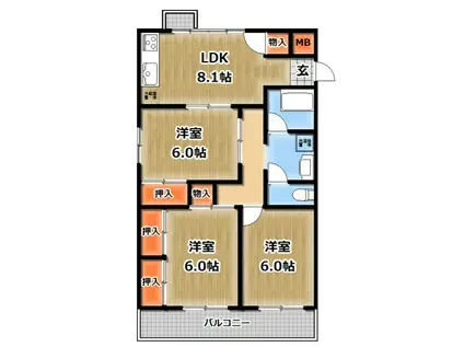 セントラルプラザ(3LDK/4階)の間取り写真
