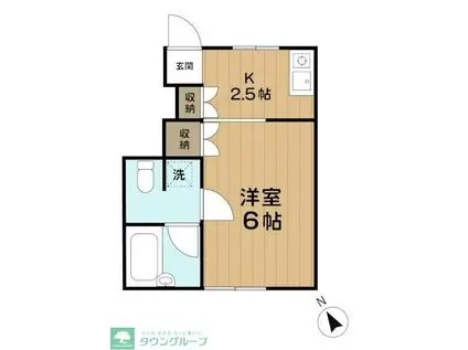 ハイムSARA(1K/1階)の間取り写真