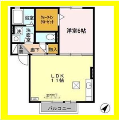 シャルマン(1LDK/1階)の間取り写真