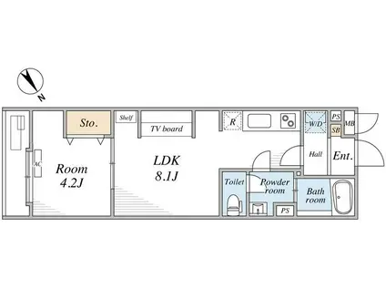 リブリ・船橋IV(1LDK/1階)の間取り写真