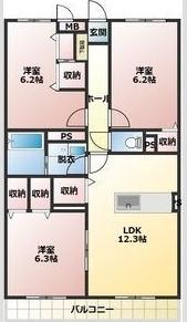 プライベート・フォレスト(3LDK/2階)の間取り写真