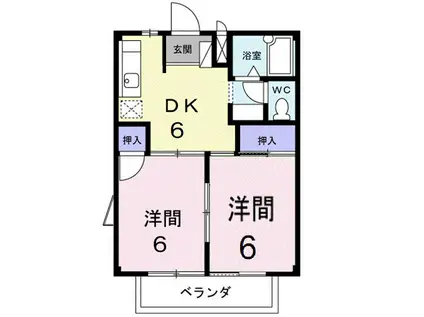 片岡ハイツ(2DK/2階)の間取り写真