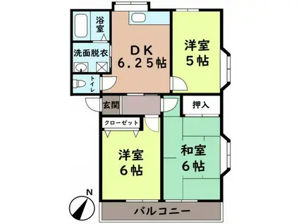 グランシャリオV号棟(3DK/2階)の間取り写真