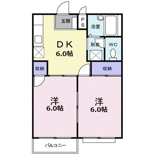 エルディム大塚(2DK/2階)の間取り写真