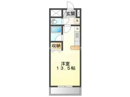 カルディアス向山(ワンルーム/3階)の間取り写真