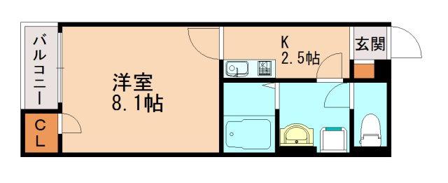 クレイノRIRIKA(1K/1階)の間取り写真
