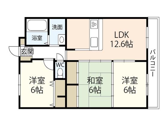 アスロード(3LDK/3階)の間取り写真