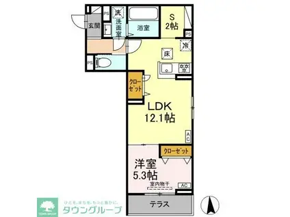 セレスティア六町II(1LDK/1階)の間取り写真