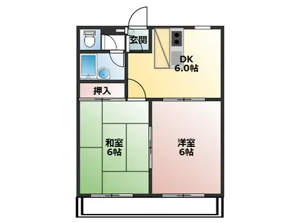 ロジュマンかぬき(2DK/2階)の間取り写真