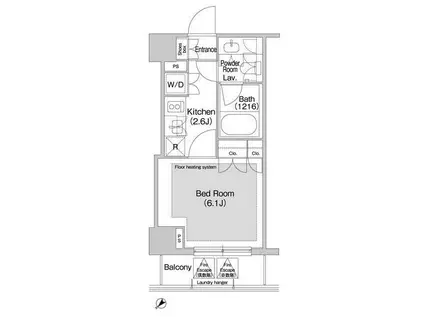コンフォリア日本橋人形町イースト(1K/3階)の間取り写真