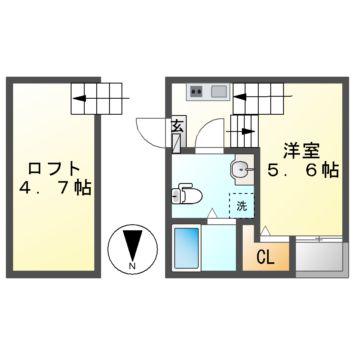 ハーモニーテラス志賀町VI(1K/1階)の間取り写真