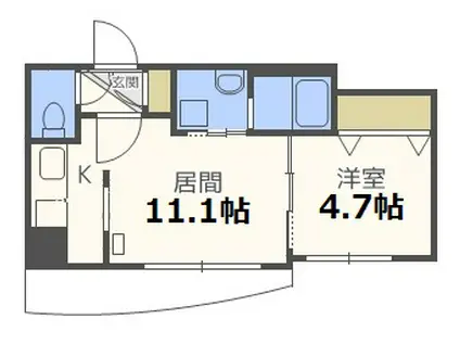 ヌーヴェルコート白石(1LDK/2階)の間取り写真