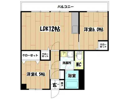 波多野ハイツ(2LDK/1階)の間取り写真