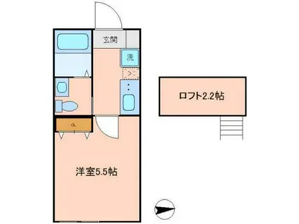 オリオン五反野(1K/2階)の間取り写真
