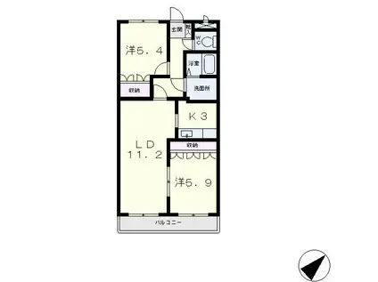 サンクレールIII(2LDK/2階)の間取り写真