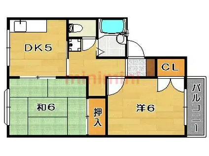サニーハイム南茨木(2DK/2階)の間取り写真