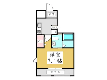 ルフレ グランデ川口(1K/3階)の間取り写真